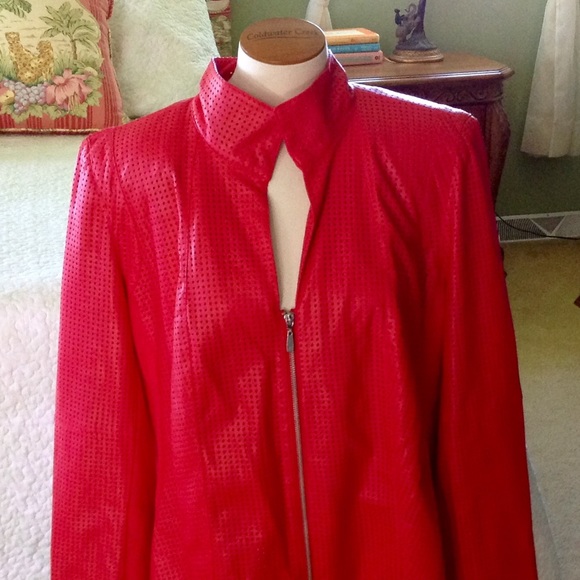 plus size red faux leather jacket